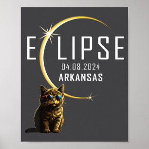 Póster Eclipse Total Solar de Arkansas 2024 Gafas de Gato