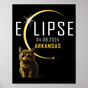 Póster Eclipse Total Solar de Arkansas 2024 Gafas de Gato
