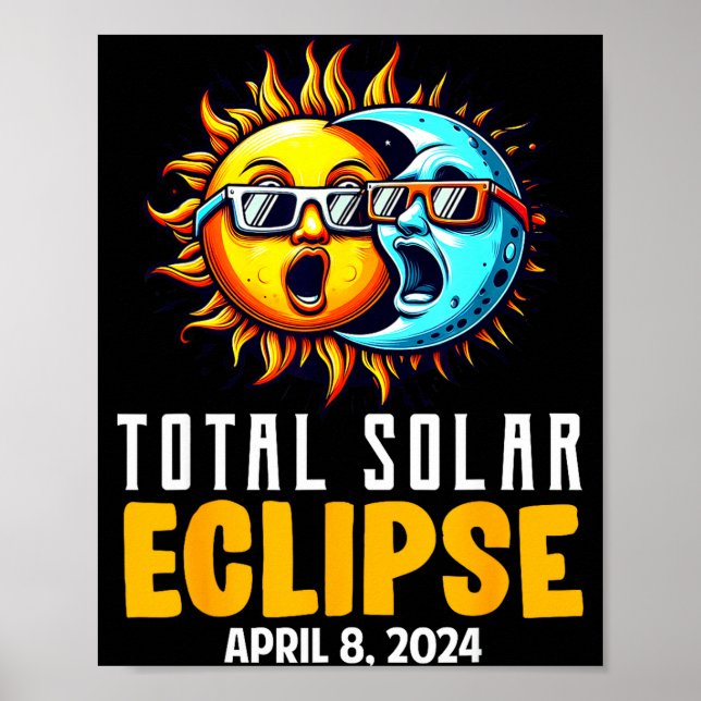 Póster Eclipse Total Solar Divertido Sol Usa (Frente)
