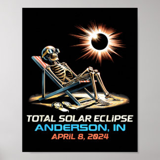 Póster Eclipse Total Solar Esquelético Anderson Indiana