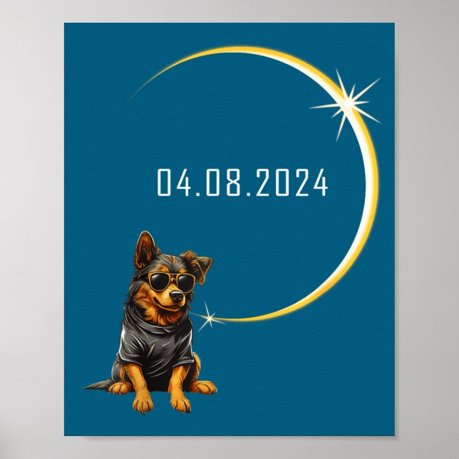 Póster Eclipse Total Solar Total Perro 2024 Totalidad Per (Frente)