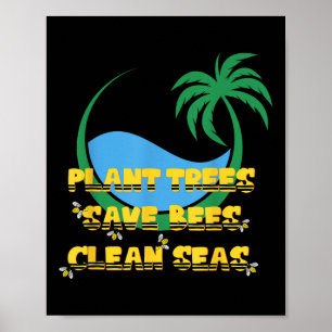 Póster Eco de limpieza del mar para la protección de abej