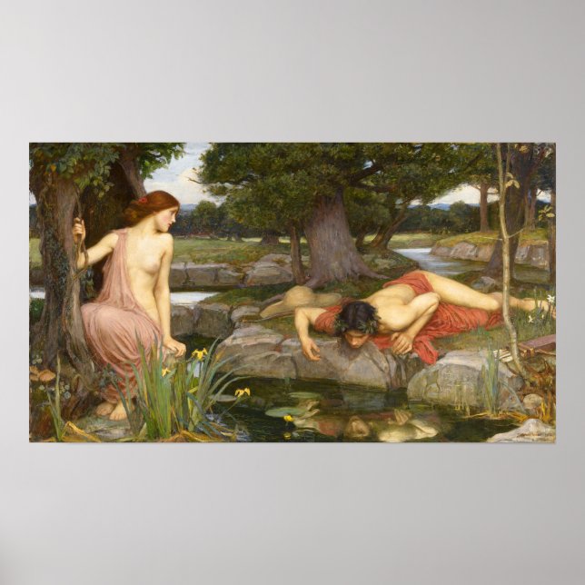 Póster Eco de pintura pre-Raphaelite y Narciso (Frente)