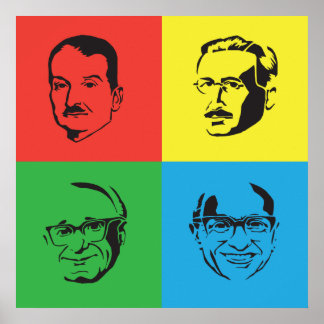 Póster Econ Heads - Mises, Hayek, Rothbard, Friedman