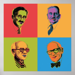 Póster Econ Poster - Mises, Hayek, Rothbard, Friedman