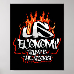Póster Economía de EE. UU. en llamas colapsando Trump el 