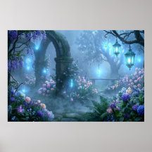 Ecos brumosos del jardín de la niebla azul