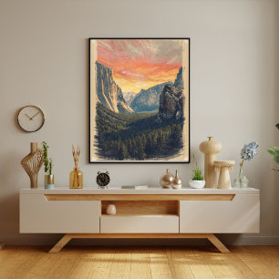 Póster Ecos de Piedra – Parque Nacional Yosemite Retro
