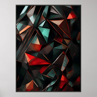 Póster Ecos geométricos: facetas de color y sombra