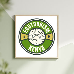 Póster Ecoturismo Kenia África Green Slow Travel Logo