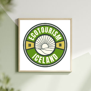 Póster Ecoturismo Nórdico Islandia Green Slow Travel Logo