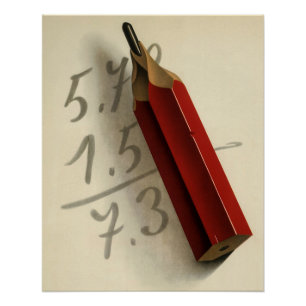 Póster Ecuación matemática con lápiz rojo, negocio vintag