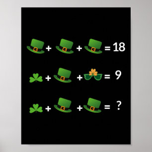 Póster Ecuación Matemática Divertida Día de San Patricio