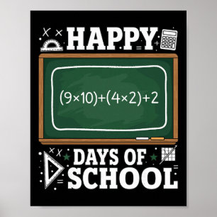 Póster Ecuación matemática divertida Feliz 100 días de es