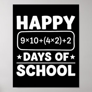 Póster Ecuación matemática divertida Feliz 100 días de es