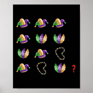 Póster Ecuación matemática Mardi Gras Beads Maestra Estud