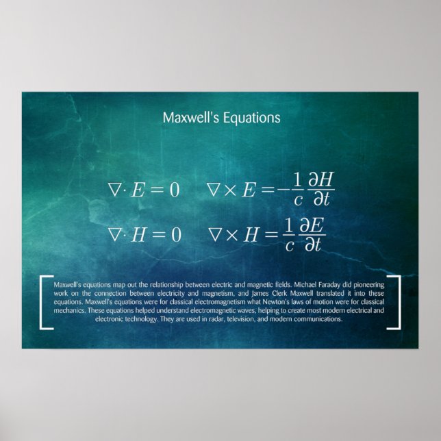 Póster Ecuaciones de Maxwell - Poster de matemáticas (Frente)