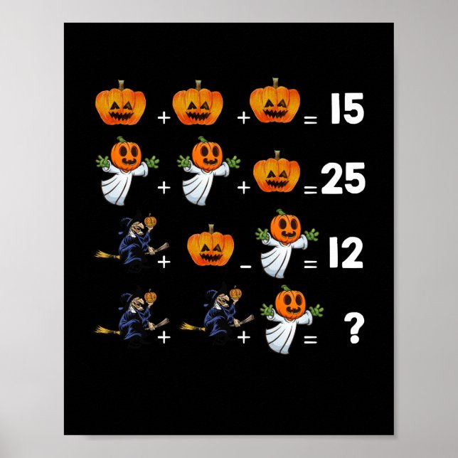 Póster Ecuaciones matemáticas de Halloween para profesore (Frente)
