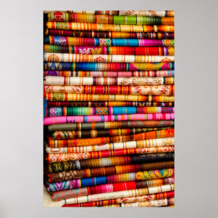 Póster Ecuador, zona de Quito, Mercado de artesanías de O