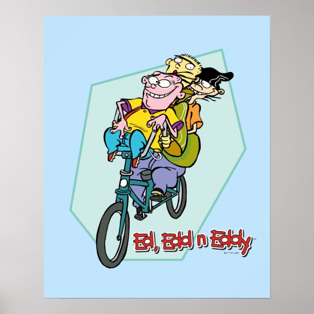 Póster Ed, Edd, y Eddy en una bicicleta (Frente)