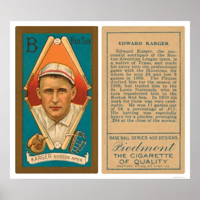 Póster Ed Karger Red Sox Baseball 1911 (Frente)