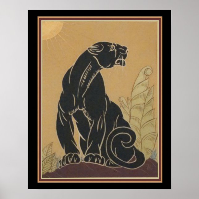 Póster Ed Rudy Art Deco Black Panther Print 16 x 20 (Frente)