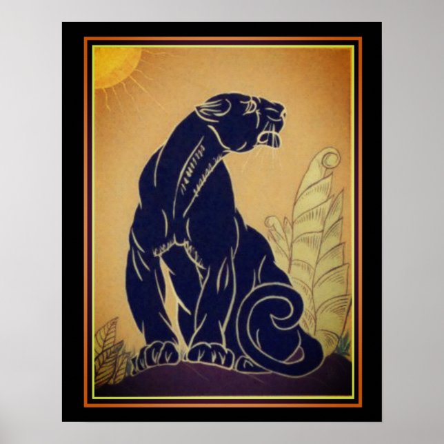 Póster Ed Rudy Art Deco Black Panther Print 16 x 20 (Frente)