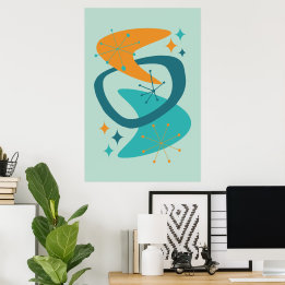 Póster Edad Atómica de mediados de siglo 7 Aqua, Verde az