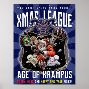 Póster Edad de la liga de Navidad de Krampus