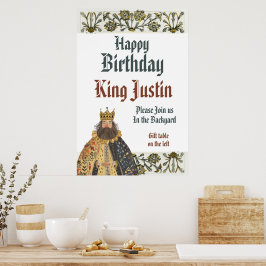 Póster Edad Media Renacimiento del Rey Cumpleaños 