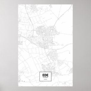 Póster Ede, Países Bajos (negro sobre blanco)