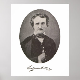Póster Edgar Allan Poe con la firma