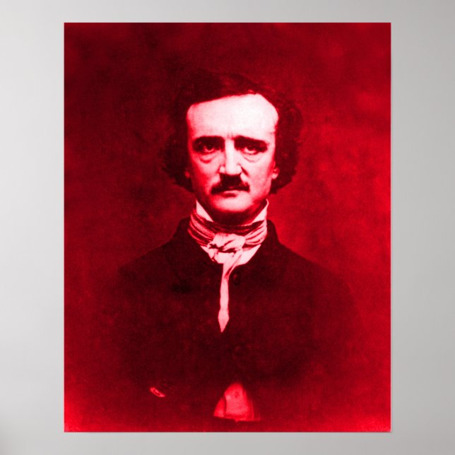 Póster Edgar Allan Poe en rojo (Frente)