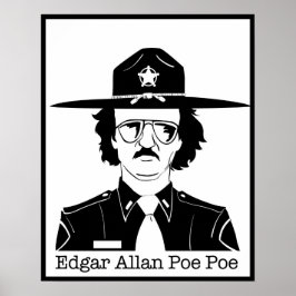 Póster Edgar Allan Poe Poe (Negro sobre blanco)