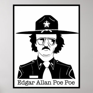 Póster Edgar Allan Poe Poe (Negro sobre blanco)