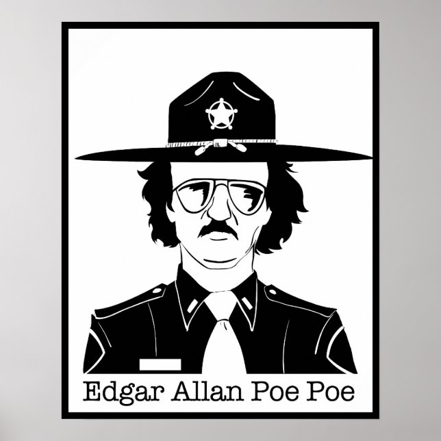Póster Edgar Allan Poe Poe (Negro sobre blanco) (Frente)