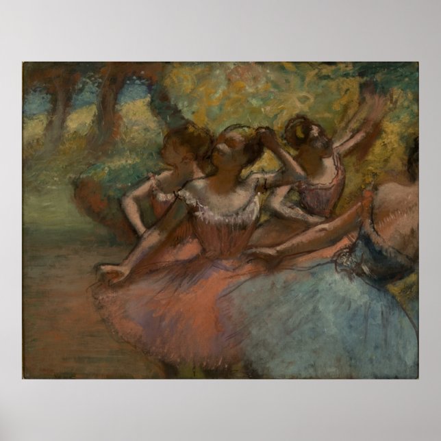Póster Edgar Degas - 4 Ballerinas en la Etapa 1885-90 Bai (Frente)