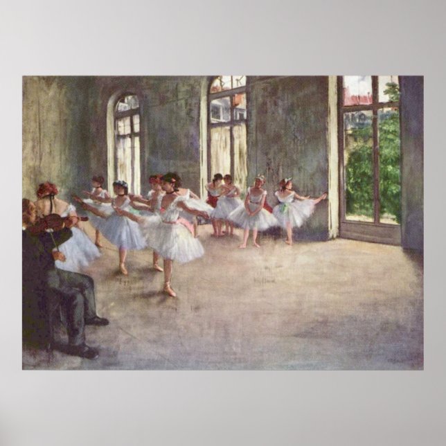 Póster Edgar Degas - Aceite para ensayo de ballet de clas (Frente)
