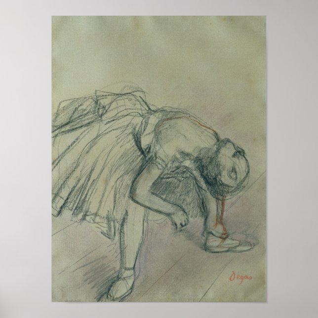 Póster Edgar Degas | Bailarina Fixing her Slipper, c.1865 (Frente)