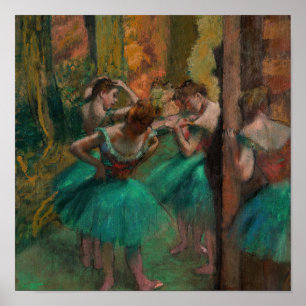 Póster Edgar Degas - Bailarinas, Rosa y Verde