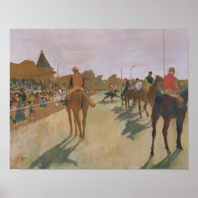 Póster Edgar Degas | Caballos de carreras delante de los  (Frente)