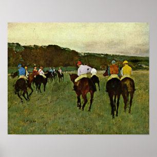 Póster Edgar Degas - Caballos de carreras en Longchamp