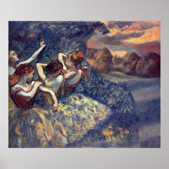 Póster Edgar Degas - Canvas de ballet de 1899 para cuatro (Frente)