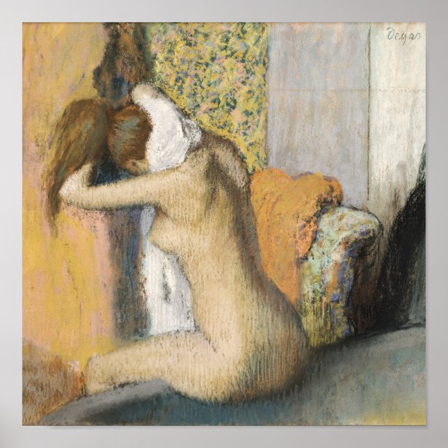 Póster Edgar Degas | Después del baño, la mujer se seca e (Frente)