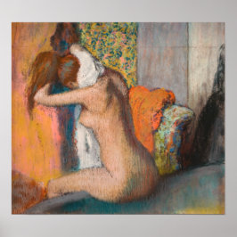 Póster Edgar Degas - Después del baño, mujer limpiando el
