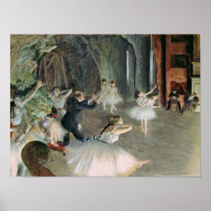 Póster Edgar Degas   El ensayo del ballet en escena