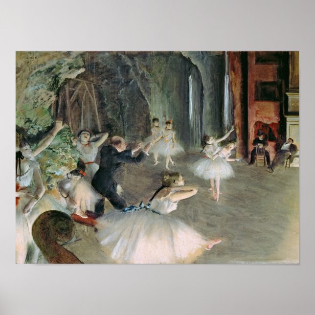 Póster Edgar Degas | El ensayo del ballet en escena (Frente)