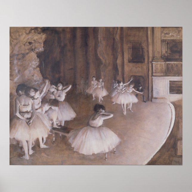 Póster Edgar Degas | ensayo de ballet en el escenario, 18 (Frente)
