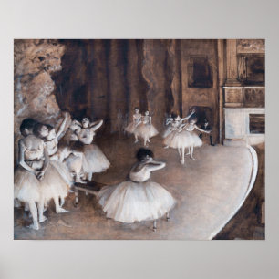 Póster Edgar Degas - Ensayo de ballet sobre el escenario