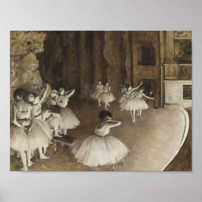 Póster Edgar Degas - Ensayo de ballet sobre el escenario (Frente)